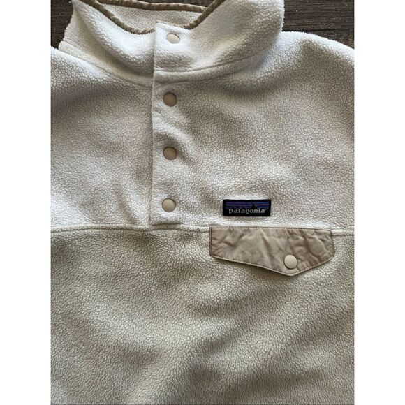 Patagonia Women’s Lightweight Synchilla Snap-T Fleece Pullover Beige White Mediu - Picture 2 of 7